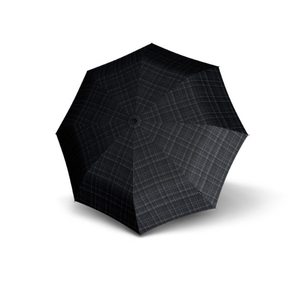 Vyriškas skėtis Knirps T200 Duomatic, juoda su pilku, išskleistas