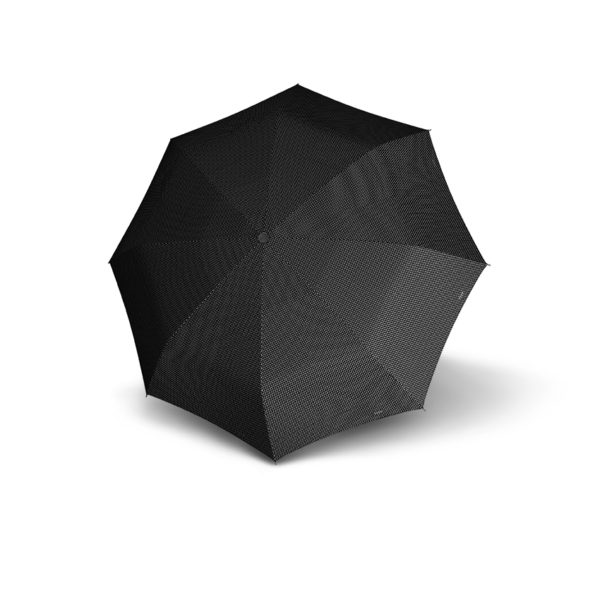 Moteriškas skėtis Doppler Carbonsteel Chic, taškuota juoda, išskleistas