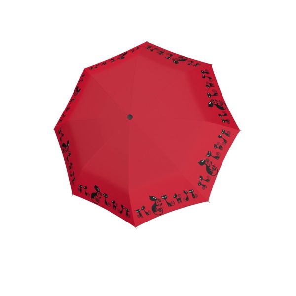 Raudonas moteriškas skėtis Doppler Fiber Cats, atidarytas